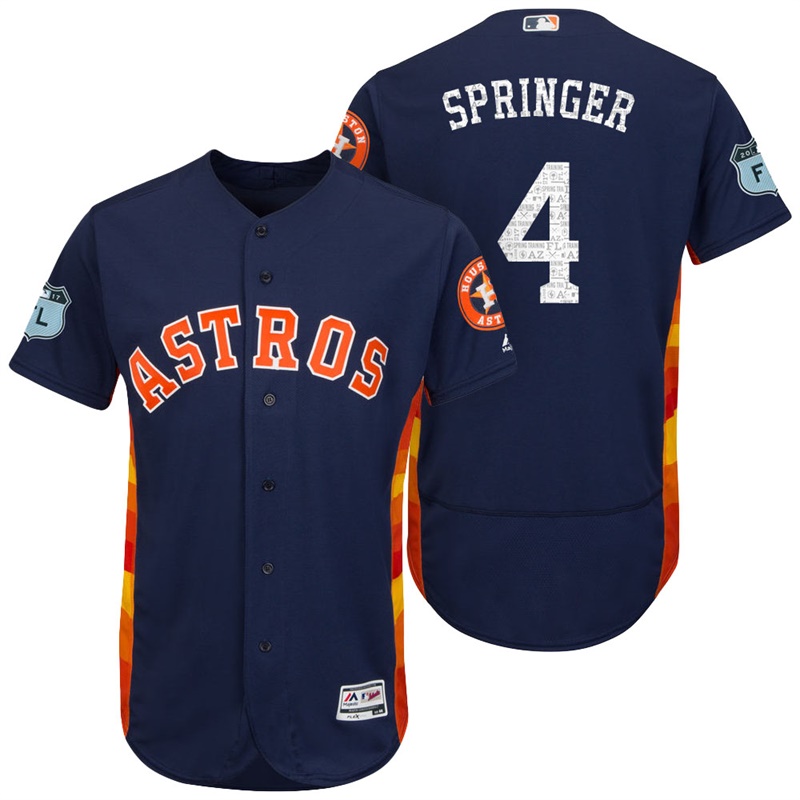 Houston Astros George Springer #4 Navy 2017 Spring Training Grapefruit League Patch Authentic Collection Flex Base Jersey