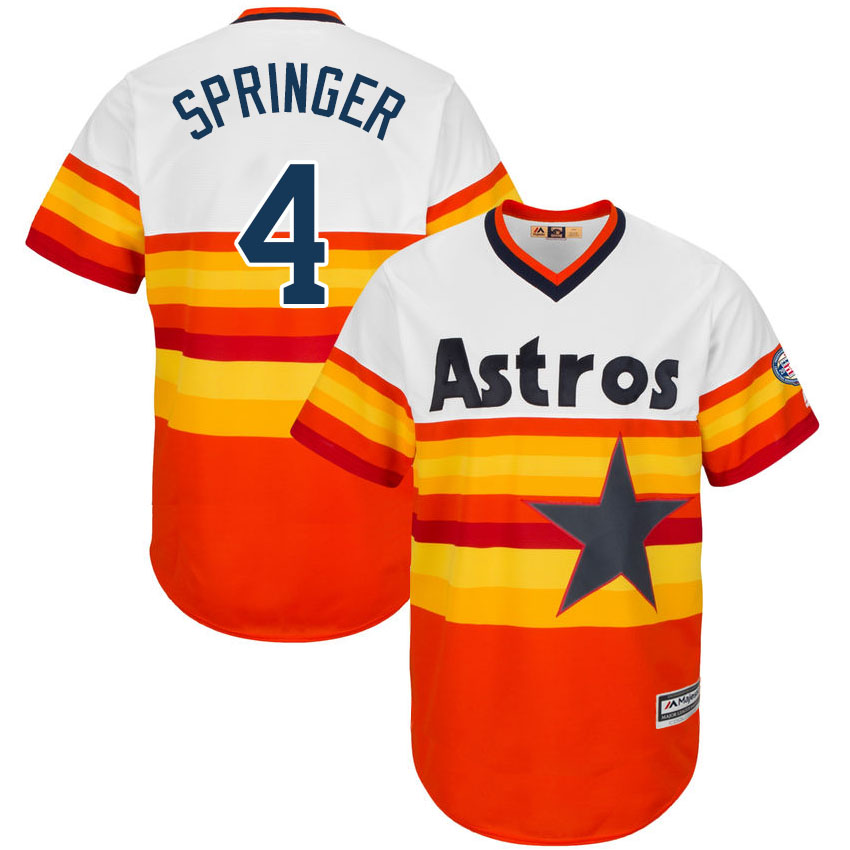 Houston Astros George Springer #4 Majestic Orange Authentic Turn Back the Clock Jersey