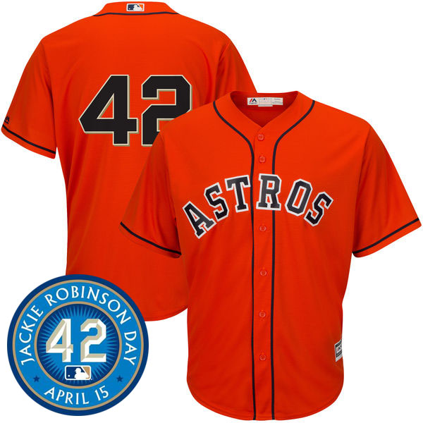 Houston Astros #42 Jackie Robinson Majestic Orange Cool Base Jersey