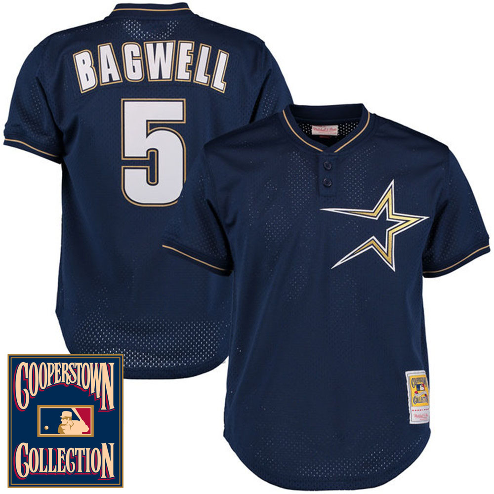 Houston Astros Jeff Bagwell #5 Navy 1997 Cooperstown Mesh Batting Practice Player Jersey