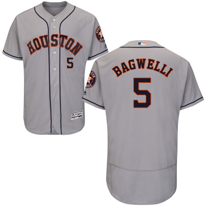 Houston Astros Jeff Bagwell #5 Grey Road Authentic Collection Flex Base Jersey