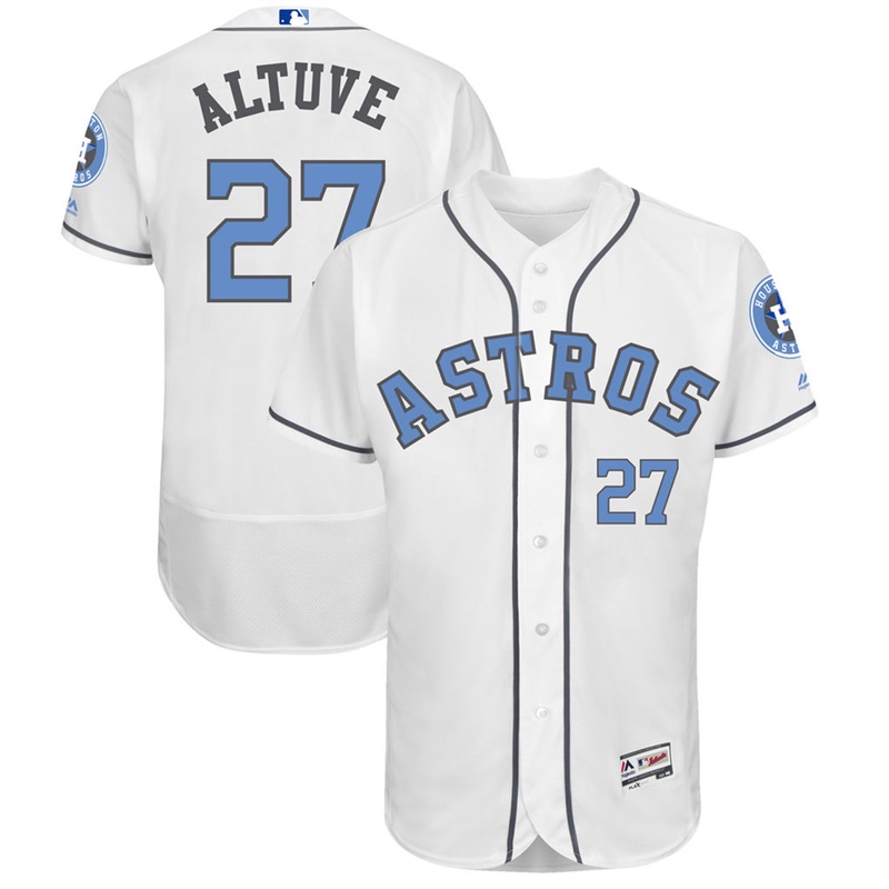 Jose Altuve #27 Men Houston Astros 2017 Father's Day White Flex Base Jersey