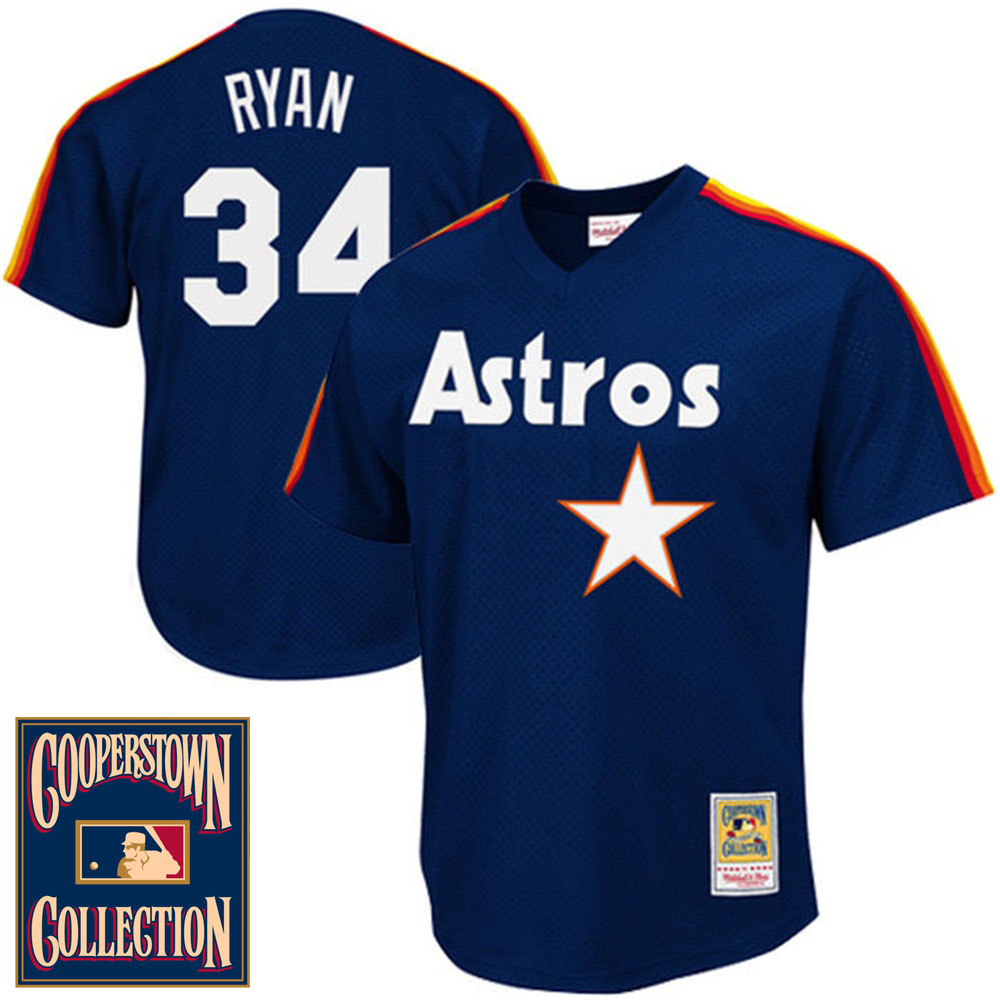 Houston Astros Nolan Ryan #34 Navy 1988 Cooperstown Mesh Batting Practice Player Jersey