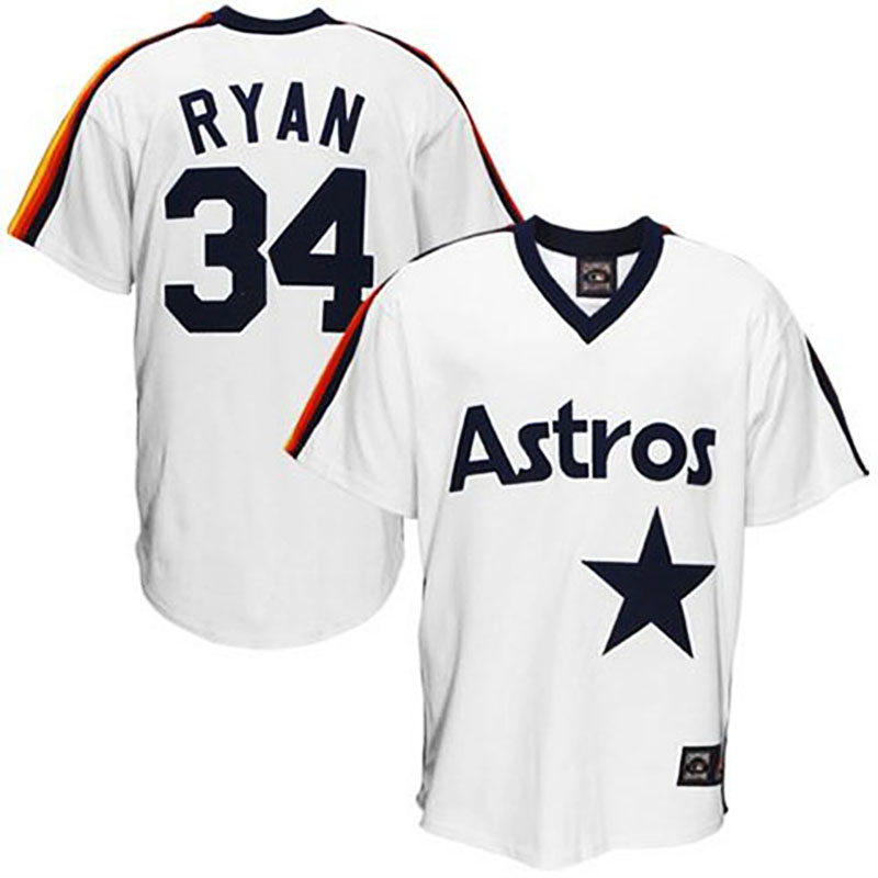 Houston Astros #34 Nolan Ryan White Throwback Jersey