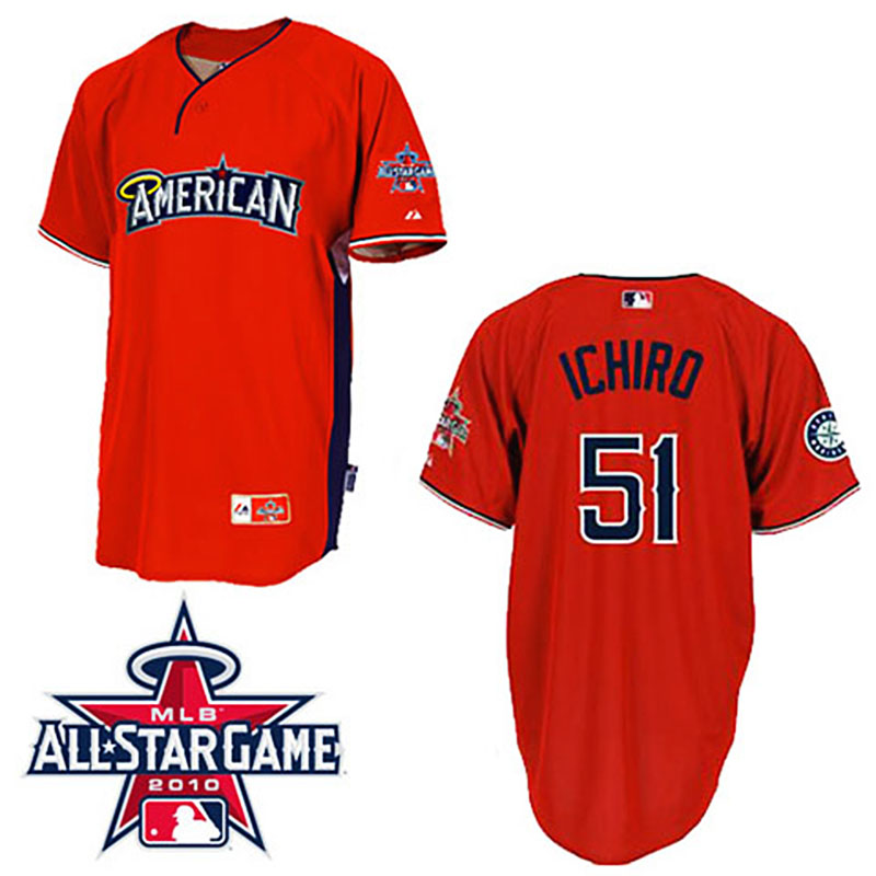 Seattle Mariners #51 Ichiro Suzuki American League 2010 All Star BP Red Jersey