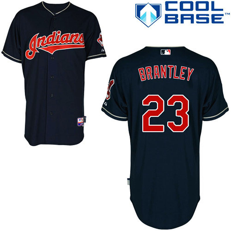 Cleveland Indians #23 Michael Brantley Men's Authentic Navy Blue Alternate Majestic MLB Cool Base Jersey