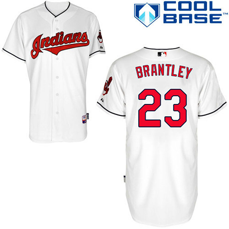 Cleveland Indians #23 Michael Brantley Men's Authentic White Home Majestic MLB Cool Base Jersey