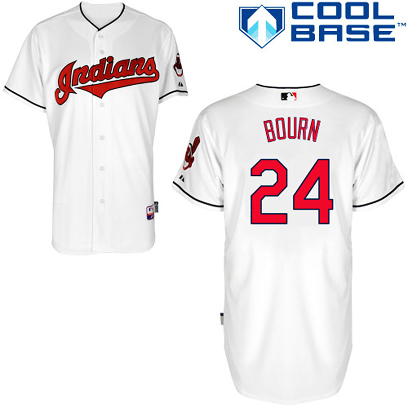 Cleveland Indians #24 Michael Bourn Men's Authentic White Home Majestic MLB Cool Base Jersey