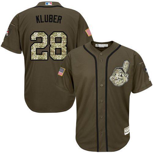 Cleveland Indians #28 Corey Kluber Olive Camo Stitched Baseball Jersey