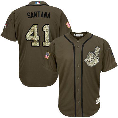 Cleveland Indians #41 Carlos Santana Olive Camo Stitched Baseball Jersey