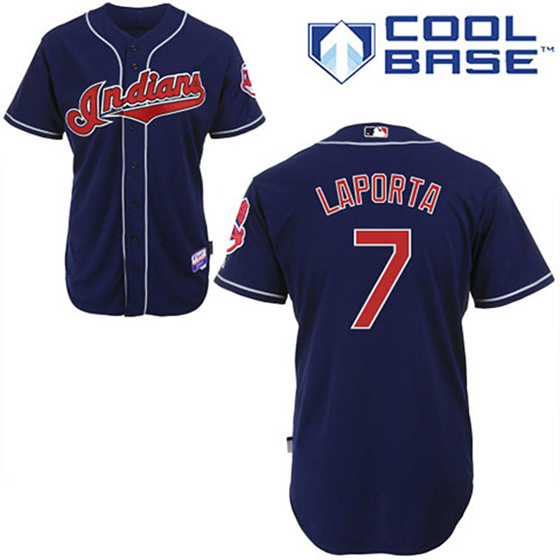 Cleveland Indians #7 Matt LaPorta Navy Blue Alternate Road Cool Base Jersey