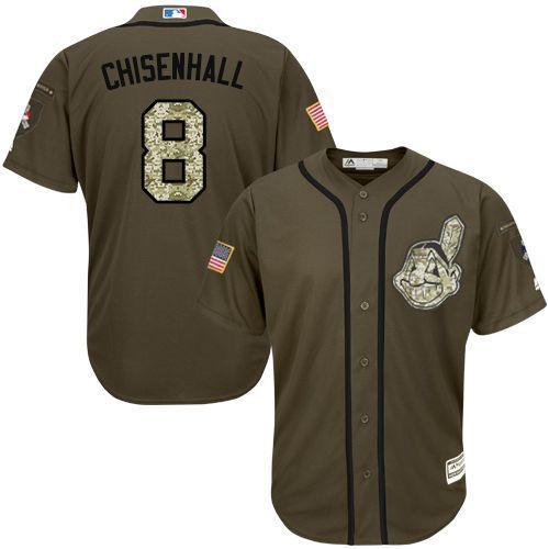 Cleveland Indians #8 Lonnie Chisenhall Olive Camo Stitched Baseball Jersey