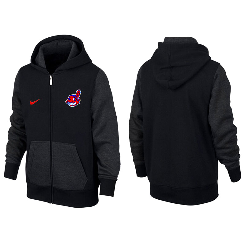 Cleveland Indians Black Gray Full-Zip Aunthetic Pullover Hoodie