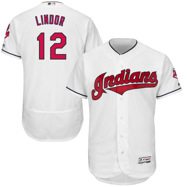 Cleveland Indians #12 Francisco Lindor White Flexbase Authentic Collection Jersey