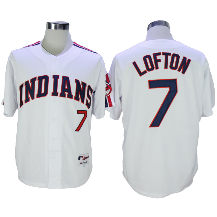 Cleveland Indians #7 Kenny Lofton Majestic White Cool Base Player Jersey