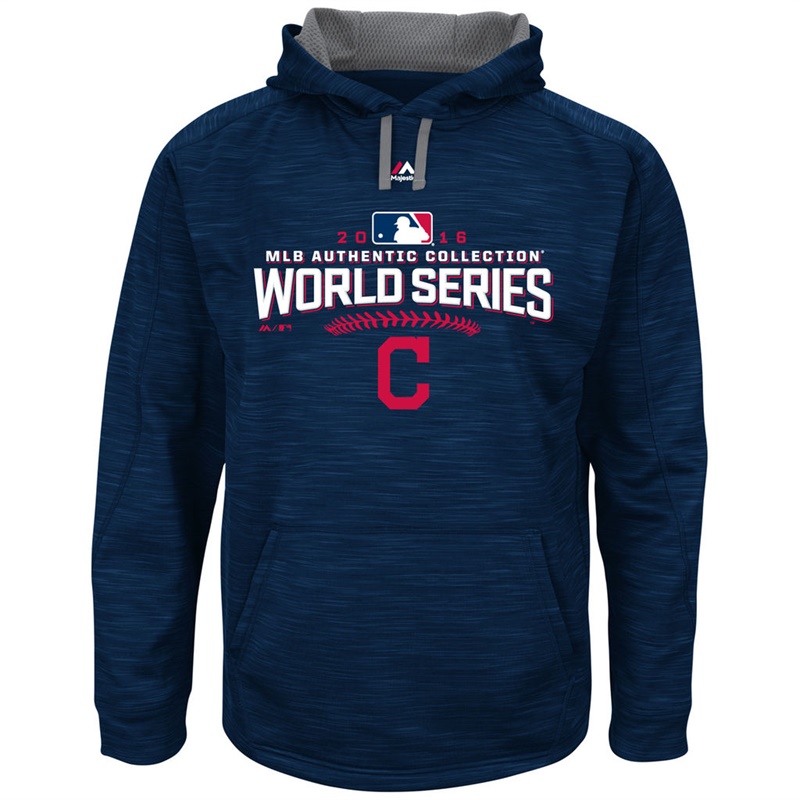 Cleveland Indians Navy 2016 World Series Bound On Field Participant Streak Fleece Pullover Hoodie