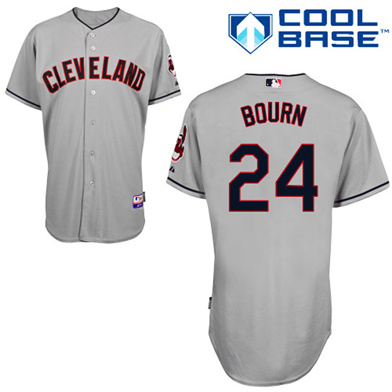 Cleveland Indians #24 Michael Bourn Men's Authentic Grey Road Majestic MLB Cool Base Jersey