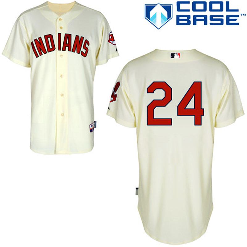 Cleveland Indians #24 Michael Bourn Men's Authentic Cream Alternate Majestic MLB Cool Base Jersey