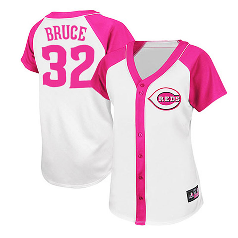 Cincinnati Reds #32 Jay Bruce White/Pink Women's Splash Fashion Jersey