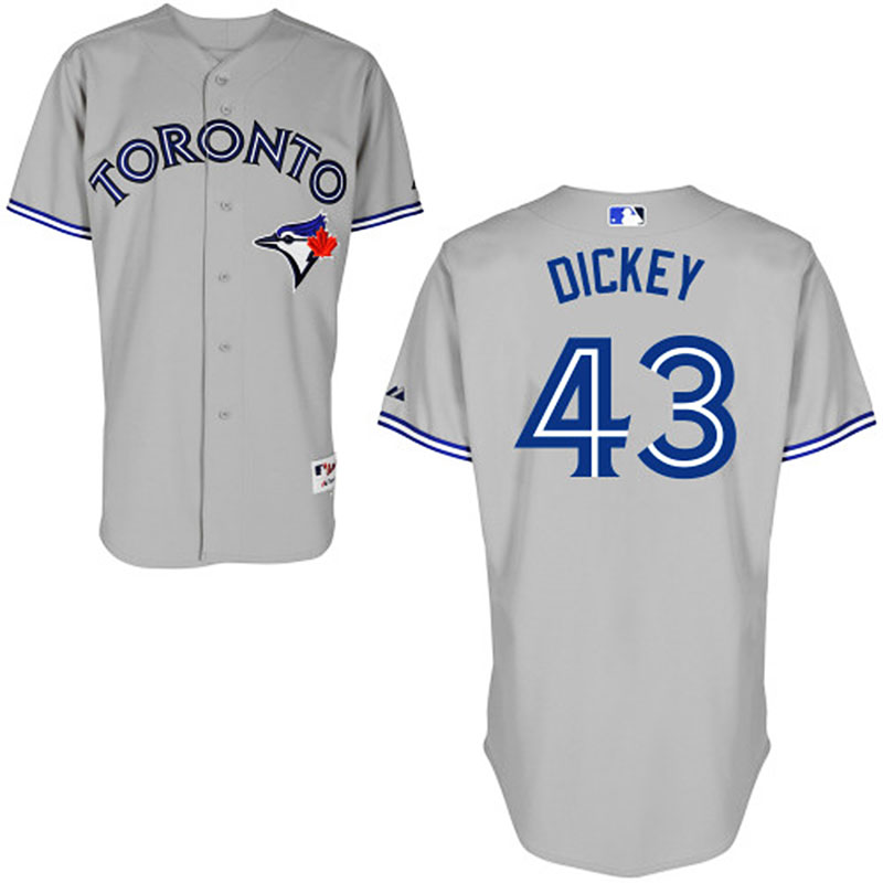 Toronto Blue Jays #43 R.A. Dickey Men's Authentic Grey Road Majestic MLB Jersey