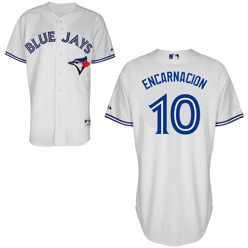 Toronto Blue Jays #10 Edwin Encarnacion Men's Authentic White Home Majestic MLB Jersey