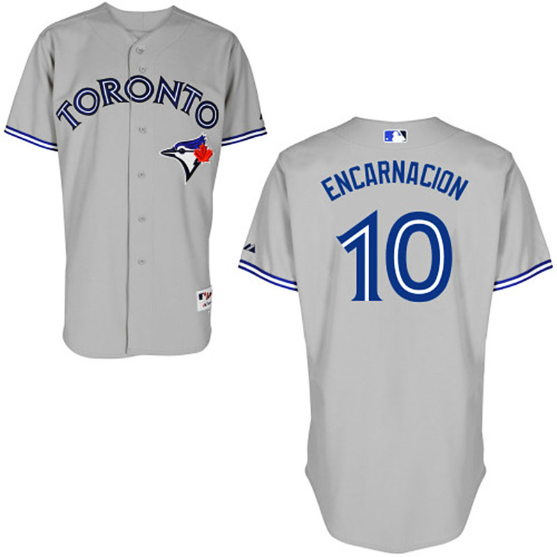 Toronto Blue Jays #10 Edwin Encarnacion Men's Authentic Grey Road Majestic MLB Jersey