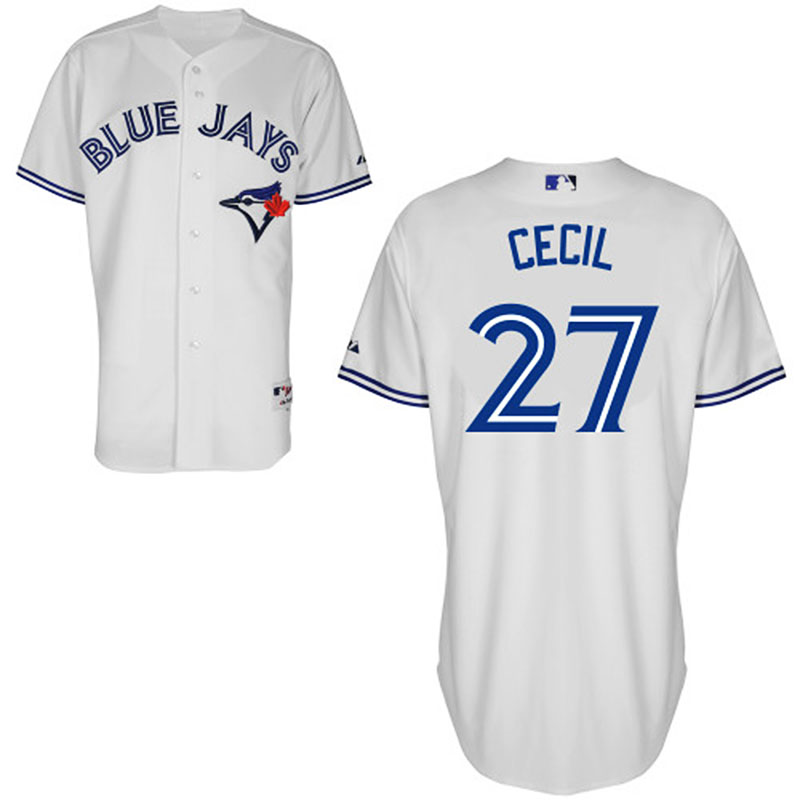 Toronto Blue Jays #27 Brett Cecil Men's Authentic White Home Majestic MLB Jersey