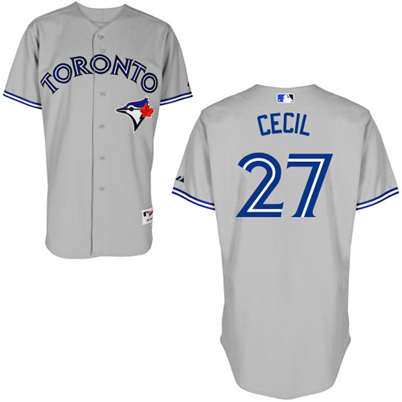 Toronto Blue Jays #27 Brett Cecil Men's Authentic Grey Road Majestic MLB Jersey