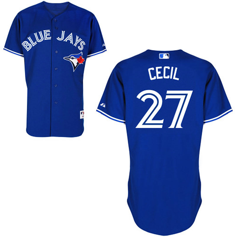 Toronto Blue Jays #27 Brett Cecil Men's Authentic Royal Blue Alternate Majestic MLB Jersey