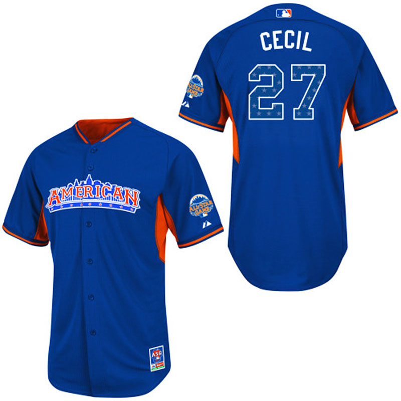 Toronto Blue Jays #27 Brett Cecil Men's Authentic Royal Blue American League 2013 All Star BP Majestic MLB Jersey