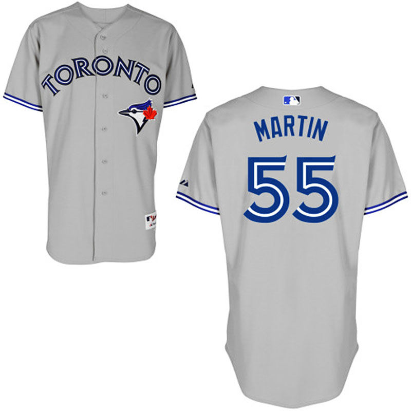 Toronto Blue Jays #55 Russell Martin Men's Authentic Grey Road Majestic MLB Jersey