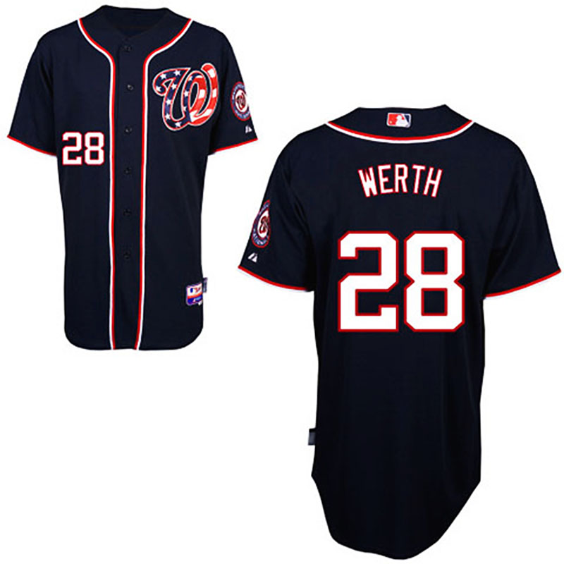 Washington Nationals #28 Jayson Werth Navy Blue 2011 Alternate 2 Cool Base Jersey