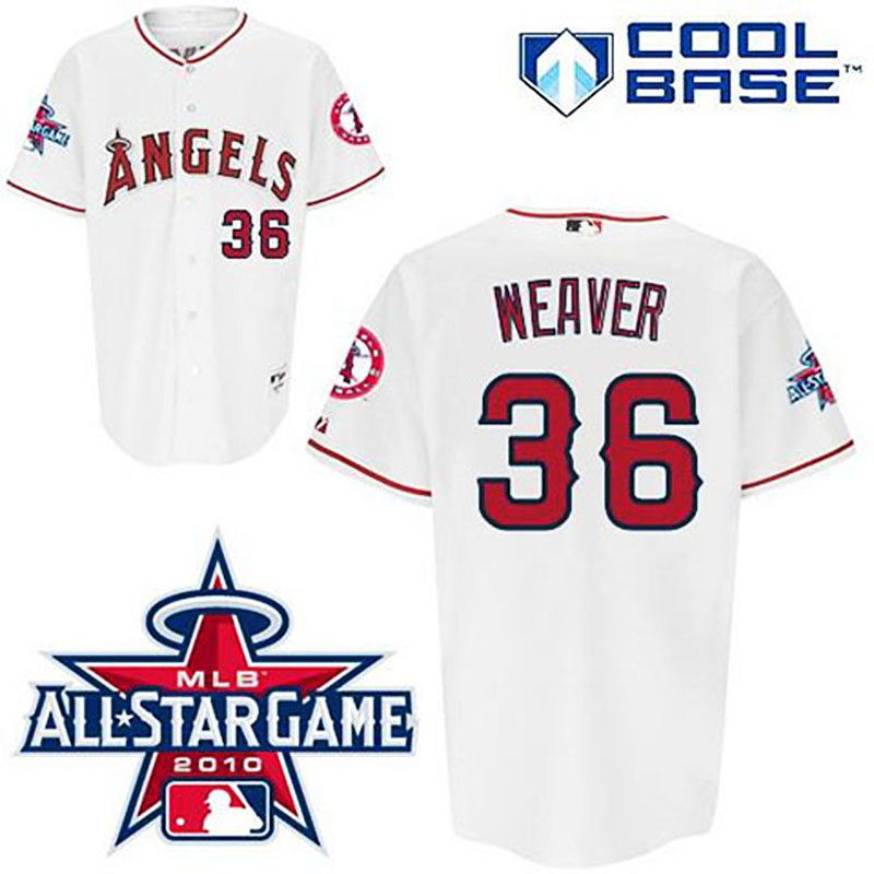 Los Angeles Angels of Anaheim #36 Jered Weaver White MLB Cool Base with 2010 All Star Patch Jersey