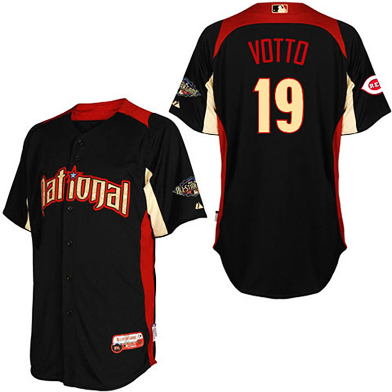 Cincinnati Reds #19 Joey Votto National League 2011 All Star BP Black Jersey