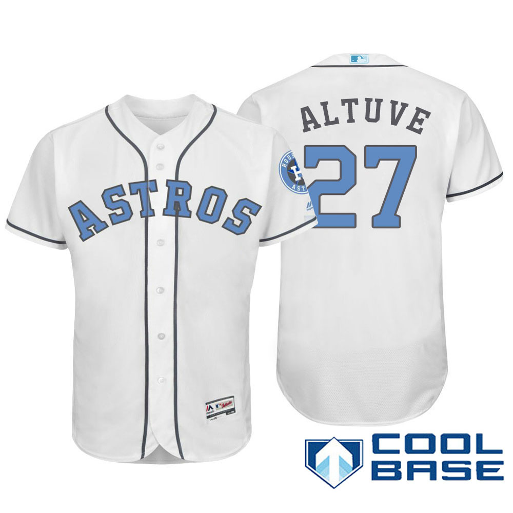 Houston Astros #27 Jose Altuve Majestic White Fashion 2016 Father's Day Cool Base Jersey