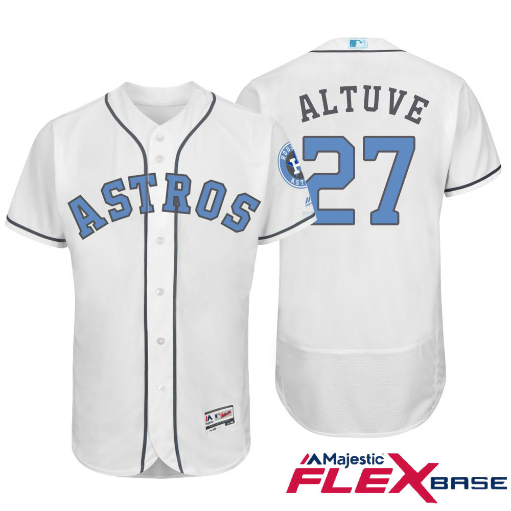 Houston Astros #27 Jose Altuve Majestic White Fashion 2016 Father's Day Flex Base Jersey