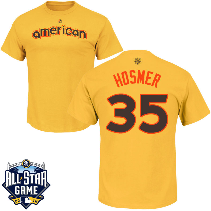 Kansas City Royals Eric Hosmer #35 Yellow 2016 MLB All-Star Game American League Name & Number T-Shirt