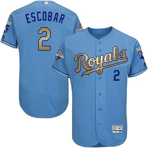 Kansas City Royals Alcides Escobar #2 Royal World Series Champions Gold Program Flex Base Player Jersey