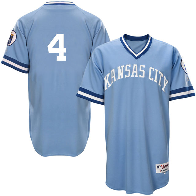 Kansas City Royals Alex Gordon #4 Light Blue 1976 Turn Back the Clock Authentic Player Jersey