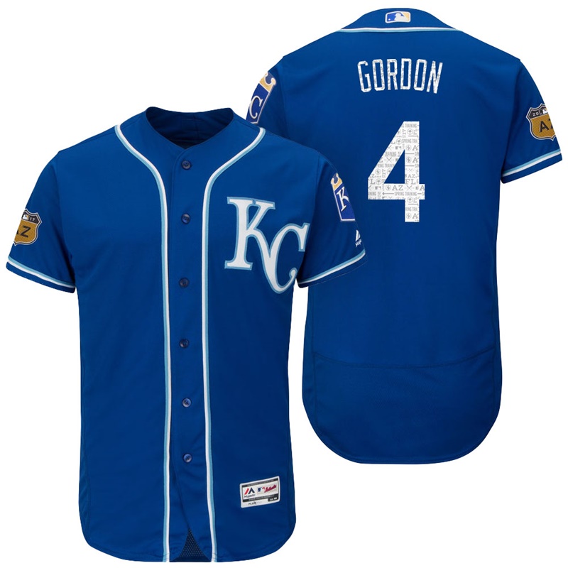 Kansas City Royals Alex Gordon #4 Royal 2017 Spring Training Cactus League Patch Authentic Collection Flex Base Jersey