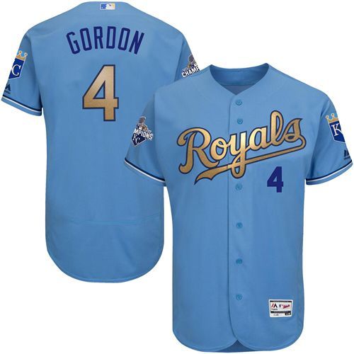 Kansas City Royals Alex Gordon #4 Royal World Series Champions Gold Program Flex Base Player Jersey