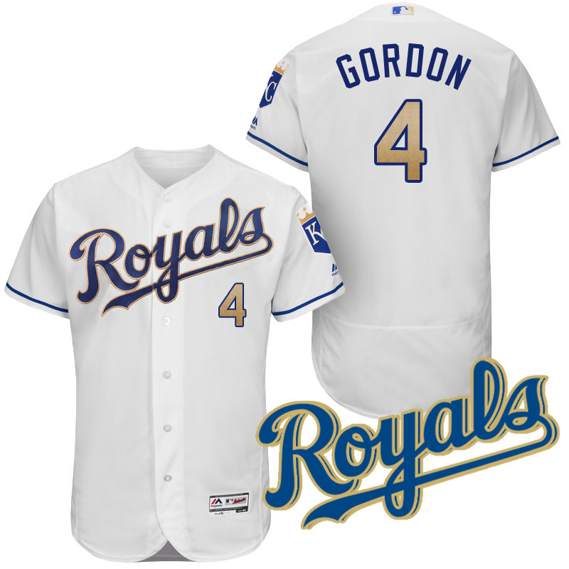 Kansas City Royals Alex Gordon #4 White 2017 Home Authentic Collection Flex Base Jersey