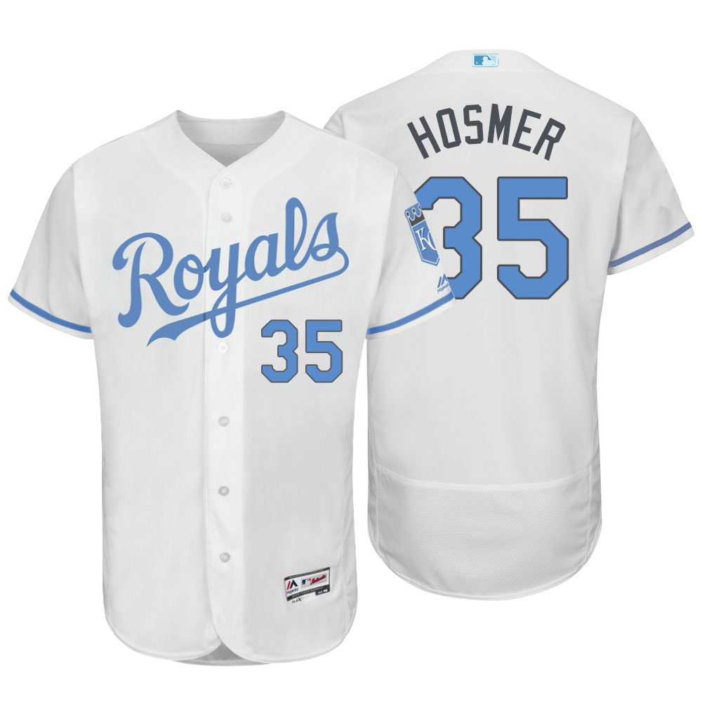 Kansas City Royals #35 Eric Hosmer Majestic White Fashion 2016 Father's Day Flex Base Jersey