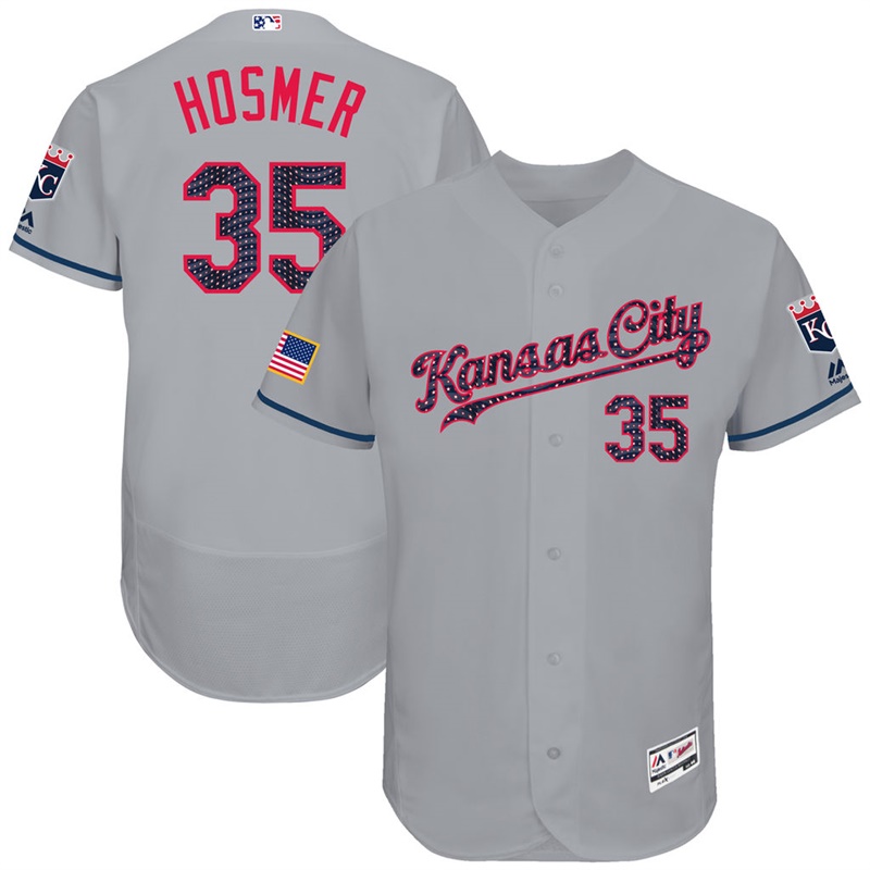 Eric Hosmer #35 Kansas City Royals 2017 Stars & Stripes Independence Day Gray Flex Base Jersey - Men