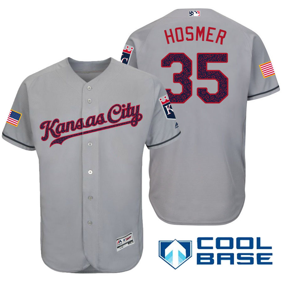 Kansas City Royals #35 Eric Hosmer Gray Stars & Stripes 2016 Independence Day Cool Base Jersey