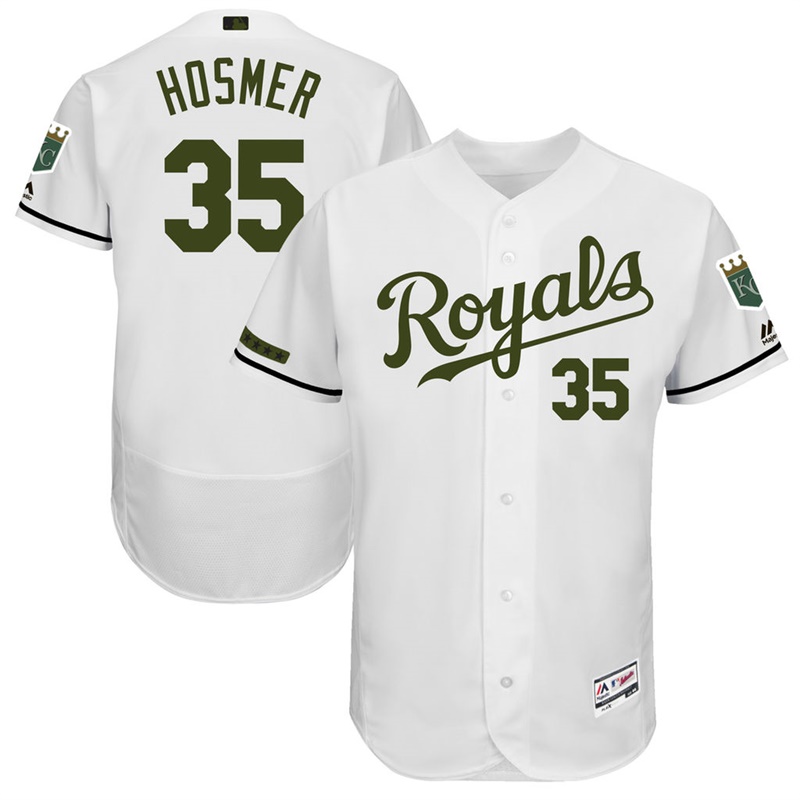 Eric Hosmer #35 Men Kansas City Royals 2017 Memorial Day White Flex Base Jersey