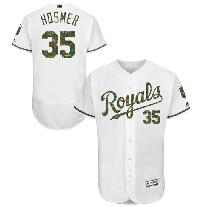 Kansas City Royals Eric Hosmer #35 White Camo Fashion 2016 Memorial Day Flex Base Jersey