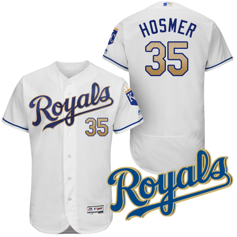 Kansas City Royals Eric Hosmer #35 White 2017 Home Authentic Collection Flex Base Jersey