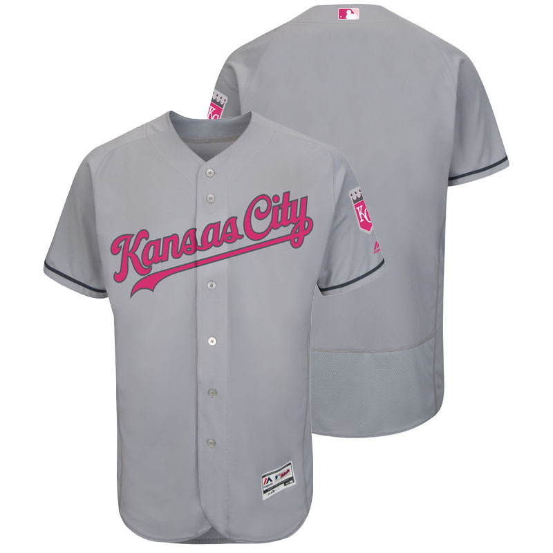 Kansas City Royals Gray Road 2016 Mother's Day Flex Base Jersey