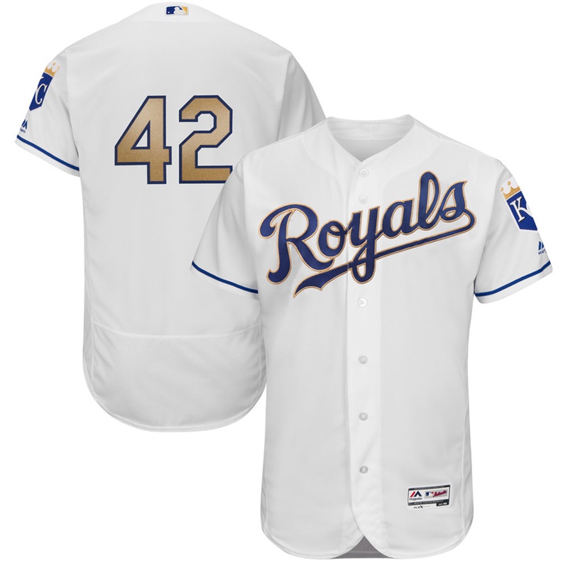 Men Kansas City Royals Jackie Robinson #42 White Commemorative Flex Base Jersey